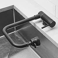Faucets,Swing Window Kitchen Faucet, Kitchen Sink Faucets, Extendable Threesome, Single Handle Kitchen Sink Faucet, 304 Brushed Stainless Steel, Swing Kitchen Faucets for Window/Black/a