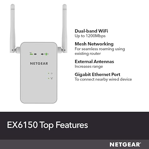 EX6150-100NAS? AC1200 Dual Band Wi-Fi Range Extender NETGEAR EX6150-100NAS? AC1200 Dual Band Wi-Fi Range Extender