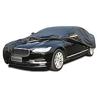 Tecoom Car Cover Waterproof All Weather, Thick Fleece Lining Hail Car Cover with Lock/Zipper Door, 3 Layers Windproof Indoor Outdoor Car Cover Sun Protection Fit for Sedan (191-200 Inch)