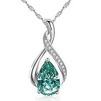 2.44 ct VVS1 Silver Plated Pear Solitaire Real Moissanite White Blue Green Pendant