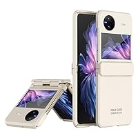Moblie Cover, Ultra-Thin Lightweight Case Compatible with Vivo X Flip with Hinge+Screen Protector Shockproof Full Protective Rugged Cover Compatible with X Flip (Color : Beige)
