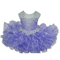 Baby Girls Sheer Neck Crystal Infant Mini Cupcake Pageant Skirt Dresses 5T Lilac