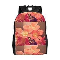Red Flower Petals Printed Backpack Lightweight Laptop Bag Casual Daypack for Office Outdoor Travel