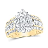The Diamond Deal 10kt Yellow Gold Womens Round Diamond Tear Cluster Ring 1-1/2 Cttw