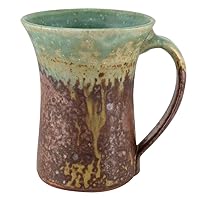 Modern Artisans Stoneware 16-oz Coffee Mug with Rustic Copper Green Glaze, American Handmade Pottery