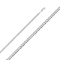 10k White Solid Gold Cuban Chain Necklace, 3.00 mm | Gold Jewelry for Men and Women