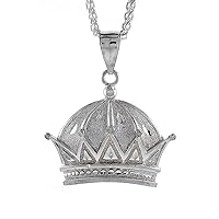 3 sizes Sterling Silver Crown Pendant for Men Diamond Cut finish