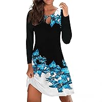 Dresses for Women 2023, Oversized Evening Dresses Teen Girls Long Sleeve Spring Classic Formal Printed Cocktail