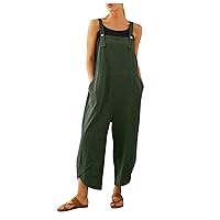 Rompers For Women Dressy Womens Casual Summer Bib Overalls Jumpsuits with Pockets Loose Long Pants