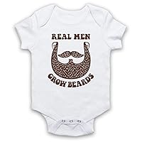 Unisex-Babys' Real Men Grow Beards Hipster Baby Grow