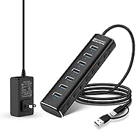  Anker 7-Port USB 3.0 Data Hub with 36W Power Adapter and BC 1.2  Charging Port for iPhone 7/6s Plus, iPad Air 2, Galaxy S Series, Note  Series, Mac, PC, USB Flash