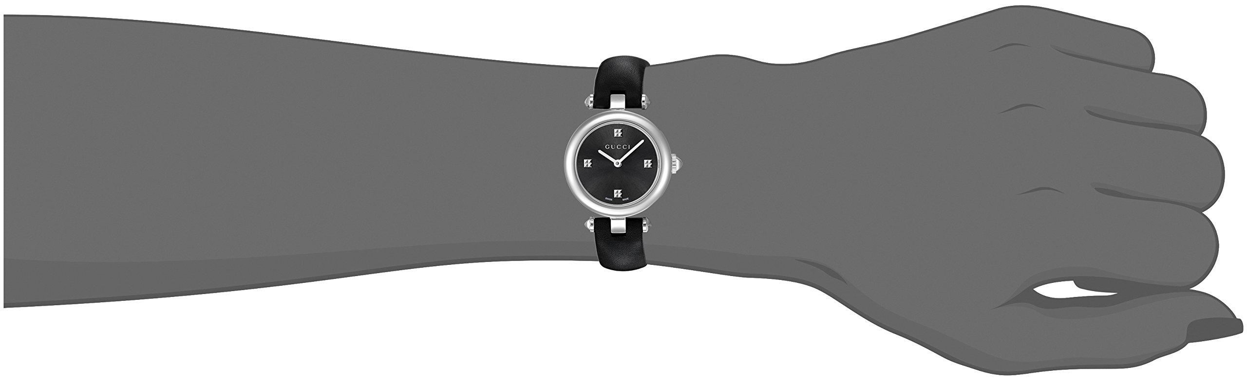 Gucci Swiss Quartz Stainless Steel and Leather Dress Black Women's Watch(Model: YA141506)