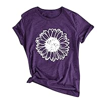 Women's Tops,tees & Blouses,Women Retro Printed Graphic Tees Round Neck Loose T-Shirt Casual Dressy Blouses Tunics