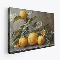 GiftedHandsCo Lemon Fruit Vintage Art Design 3 Horizontal Canvas Wall Art Prints Pictures Gifts Artwork Framed For Kitchen Living Room Bathroom Wall Home Decor Ready to Hang