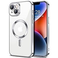 Hython Magnetic Clear Case for iPhone 14 Case with Camera Lens Protector [Compatible with MagSafe] Luxury Plating Edge Slim Soft TPU Cover Protective Phone Case for iPhone 14 6.1