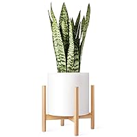 Mkono Plant Stand Mid Century Wood Flower Pot Holder (Plant Pot NOT Included) Modern Potted Stand Indoor Display Rack Rustic Decor, Up to 12 Inch Planter, Natural