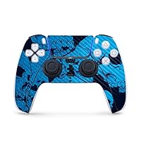 MightySkins Carbon Fiber Gaming Skin for PS5 / Playstation 5 Controller - Blue Skulls | Durable Textured Carbon Fiber Finish | Easy to Apply and Change Style | Made in The USA