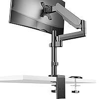 WALI Single Monitor Mount, Computer Monitor Stand for Desk Fits 13-32 Inch, Monitor Arm Desk Mount Hold up to 17.6lbs,Gas Spring Arm Full Adjustable Monitor Stand with Clamp(GSDM001),Black