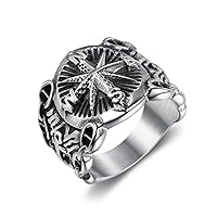 Mens Nautical Biker North Star Anchor Ring 316L Stainless Steel Size 7-15