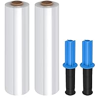 Stretch Wrap Film-2 Pack 15 inch Wide 1000ft Heavy Duty Shrink Wrap,60 Gauge 500% Stretch Industrial Strength for Pallet Wrap, Furniture Wrapping Moving & Protection,2 Roll with Handles