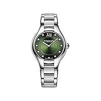 RAYMOND WEIL Noemia Women's Quartz Watch, Green Dial, Roman Numerals with Diamonds, Stainless Steel, 32 mm (Model: 5132-ST-52181)