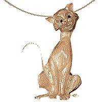 Cat Necklace | 14K Rose Gold Cat Pendant with 18