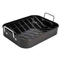 Ecolution Nonstick Roasting Pan with Rack, Carbon Steel with Premium Nonstick, Oven Safe to 450 F, Made without PFOA, Dishwasher Safe, 16-Inch x 12-Inch x 3-Inch