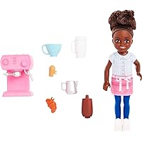 Barbie Toys, Chelsea Doll and Accessories Barista Set, Can Be Small Doll with 7 Themed Pieces​