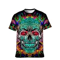Unisex T-Shirt Funny-Graphic Cool-Tee Novelty-Vintage Short-Sleeve Hip Hop: Color Skull Print New Pattern Clothing Gamer Gift