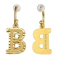 GoldChic Jewelry Initial Earrings Dangle for Women, Embossed Letter Hoop Drop Earrings, A-Z Hypoallergenic for Sensitive Ears,with Gift Box
