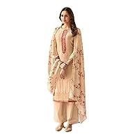 Beige Cotton Silk Women Wear Straight Salwar Kameez Indian Bollywood Muslim Festival Suit 1439