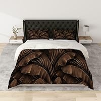 Duvet Cover King Size Grunge Bronze Banana Leaves Palm Tropical Exotic Seamless Pattern Hand Comforter Duvet Cover Set with Zipper Soft & Breathable Bedding Sets for Kids Adults Home Decor