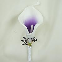 Wedding Floral Purple Center Calla Lilies with Berries (boutenieres)