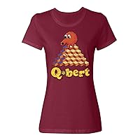 80's Gamer Old Arcade Qbert Ladies Crewneck T-Shirt