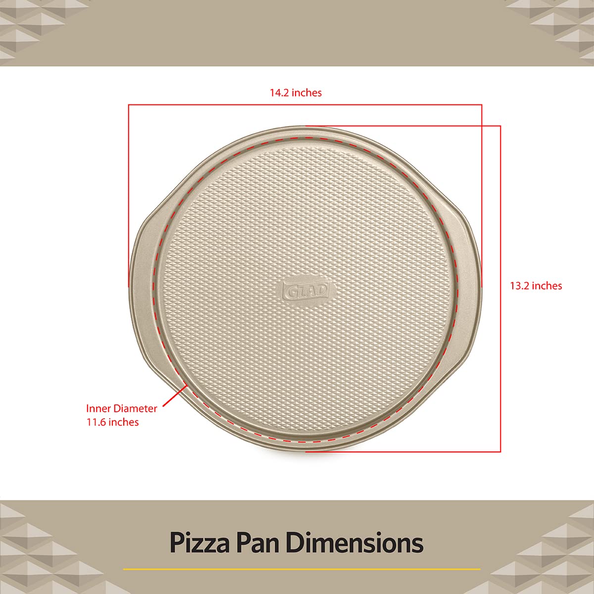 Glad Nonstick Large Pizza Pan for Oven | Round Baking Tray | Textured Cooking Sheet Crisper | Premium Bakeware Series for Home Kitchen