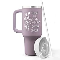 40oz Travel Tumbler Gift For Women - Pandzee Best Friend, Sister, Besties, Soul Sister Gift With Handle & Straw Lid