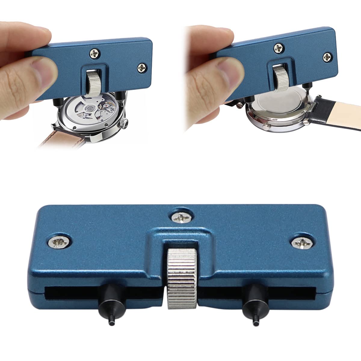 Watch Adjustable Back Case Opener Closer Remover Repair Watchmaker Holder Tool Blue