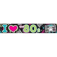 I Love The 80's Multicolor Foil Banner - 25' (Pack Of 1) - Retro Disco Theme Party Decorations