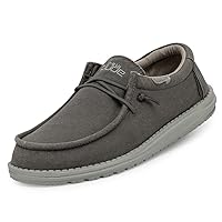 Hey Dude Men's Wally Wash Lead Size Dark Grey | Men’s Shoes Lace Up Loafers Comfortable & Light-Weight