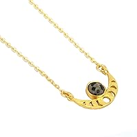 Brass Gold Plated Checker Cut Moon Necklace | Round Shape Purple Amethyst Necklace | Handmade Gift For Women Jewelry | 2595V