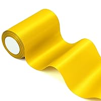 6 inch x 24 yards Long Yellow Satin Ribbon, Wide Solid Fabric Ribbons Roll for Halloween Birthday Party Decoration, Gift Wrapping, Handmade Craft Hair Bow, Chair Sash, Indoor Outdoor Embellish
