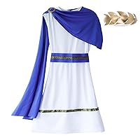 Grecian Toga Costume for Kids Ancient Greek Goddess Roman God Nobility Cosplay Dress Up for Girls Boys