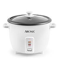 AROMA® Rice Cooker, 8-Cup (Uncooked) / 16-Cup (Cooked), Pot-Style Rice Cooker and Soup Warmer with One-Touch Control, 4 Qt, White, ARC-368NG