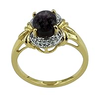 Carillon Stunning Star Ruby Oval Shape 8X6MM Natural Earth Mined Gemstone 14K Yellow Gold Ring Wedding Jewelry for Women & Men