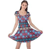 CowCow Womens Vintage Aloha Tiki Eagles Ethnic Tribal Native American African Short Sleeve Dress, XS-5XL