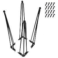 Home Soft Things Hairpin Metal Table Legs 30 Inch Legs for Furniture Coffee Bench Dining End Industrial Table Desk Set of 4 with Screws Adjustable Cushion Black Floor Protectors, 30