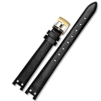 Genuine Leather Watch Strap for Anne Klein Watchband Notch AK Girl Simple Elegant Belt Small Dial Retro Watch Band 12mm White (Color : Black-Gold, Size : 12mm)