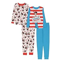 Where’s Waldo Boys' 4-Piece Snug-fit Cotton Pajama Set, Soft & Cute for Kids