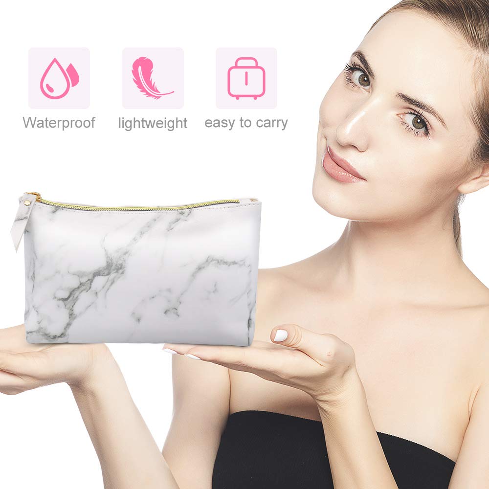 Marble Makeup Bags,LKE Cosmetic Display Cases Waterproof Marble Travel Cases Portable Makeup Bags Makeup Organizers(8.66x6.3x2.36Inches) (Marble Makeup Bags)