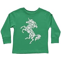 Unicorn Made of Clovers St. Patrick's Day Girls Toddler Long Sleeve T-Shirt
